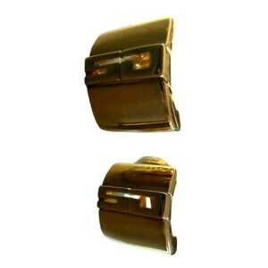 Vintage St. John Goldtone Clip-On Earrings With Signature SJ 1 Inch Geometric